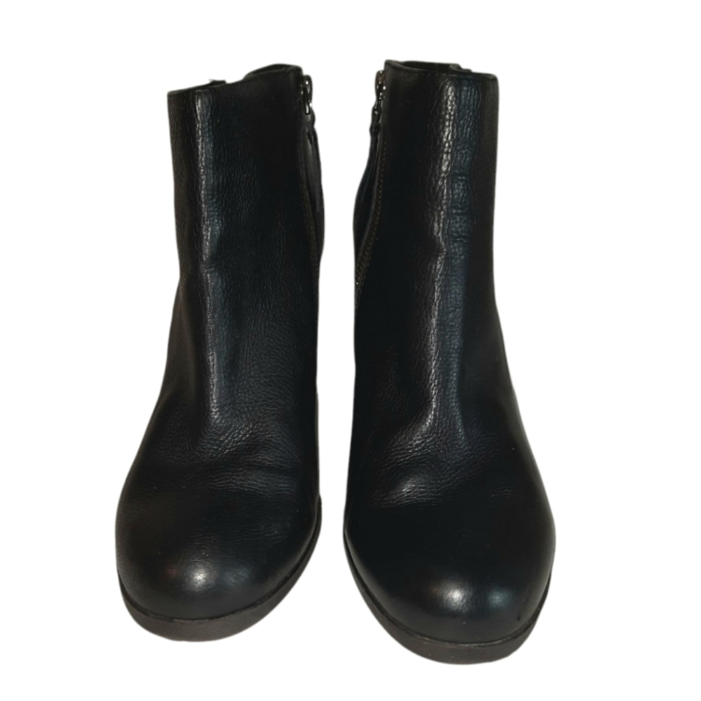 KENNETH COLE REACTION Might Win Black Leather Block Heel Ankle Boots Sz 10M
